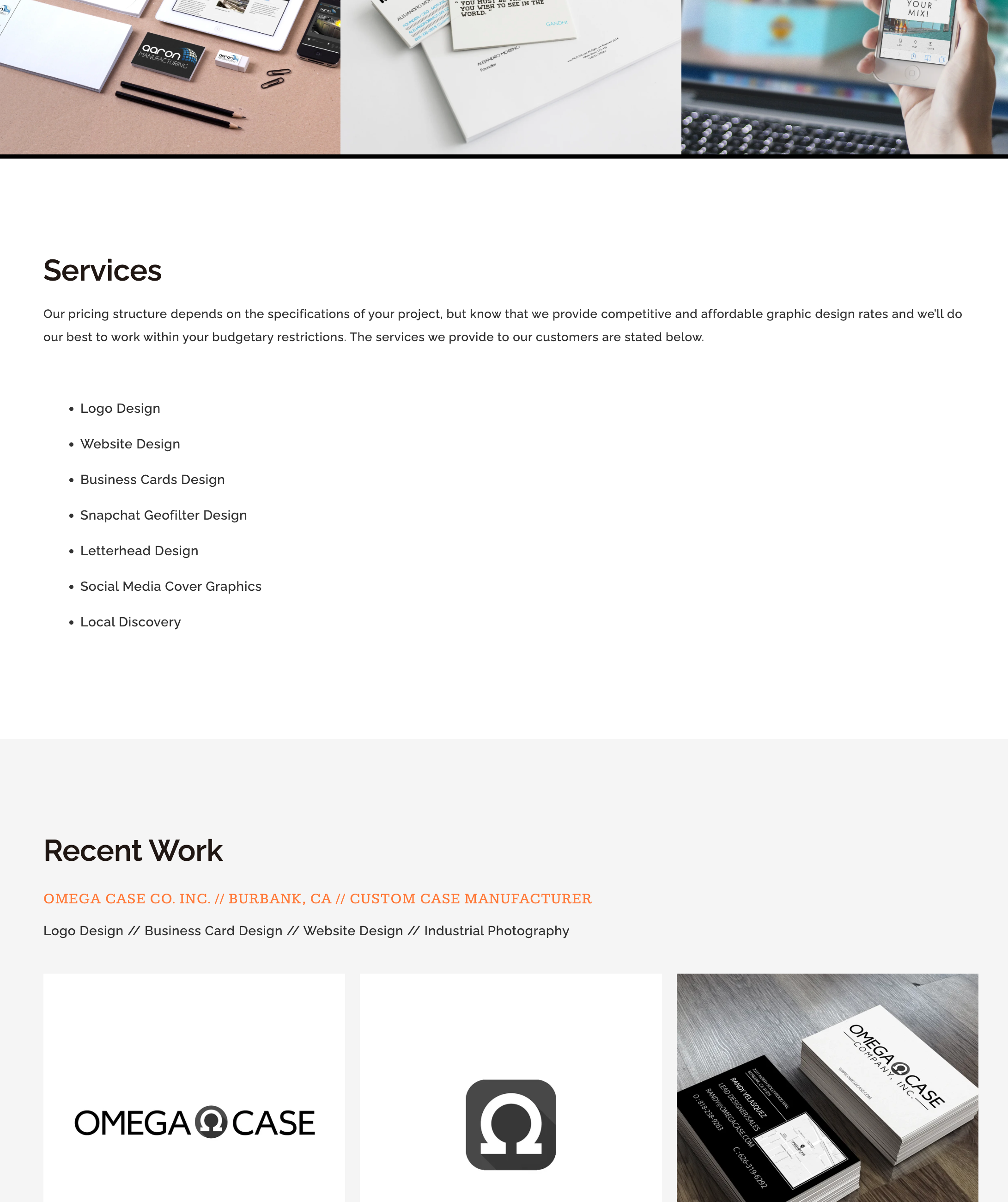Old Waytigo homepage screenshot with broad creative studio positioning
